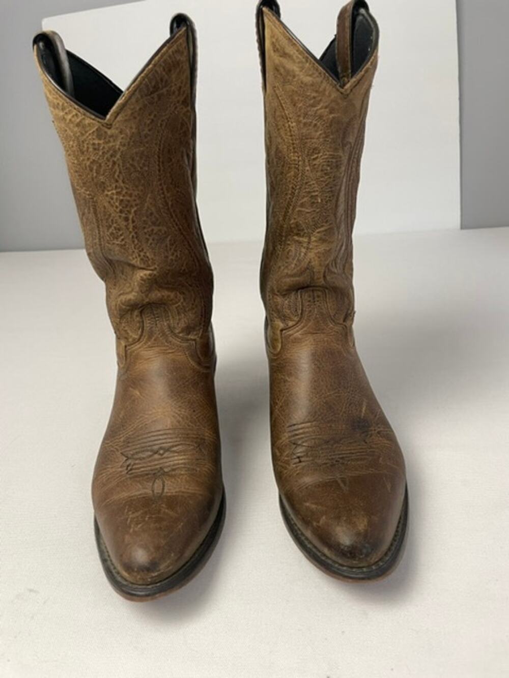 Cowboy Boots Men 9.5D Brown Western Leather Rustic Rodeo Country Americana Ranch